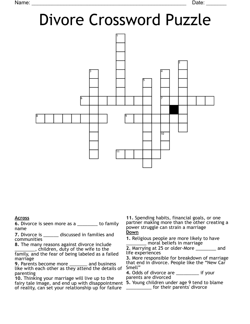 Divore Crossword Puzzle
