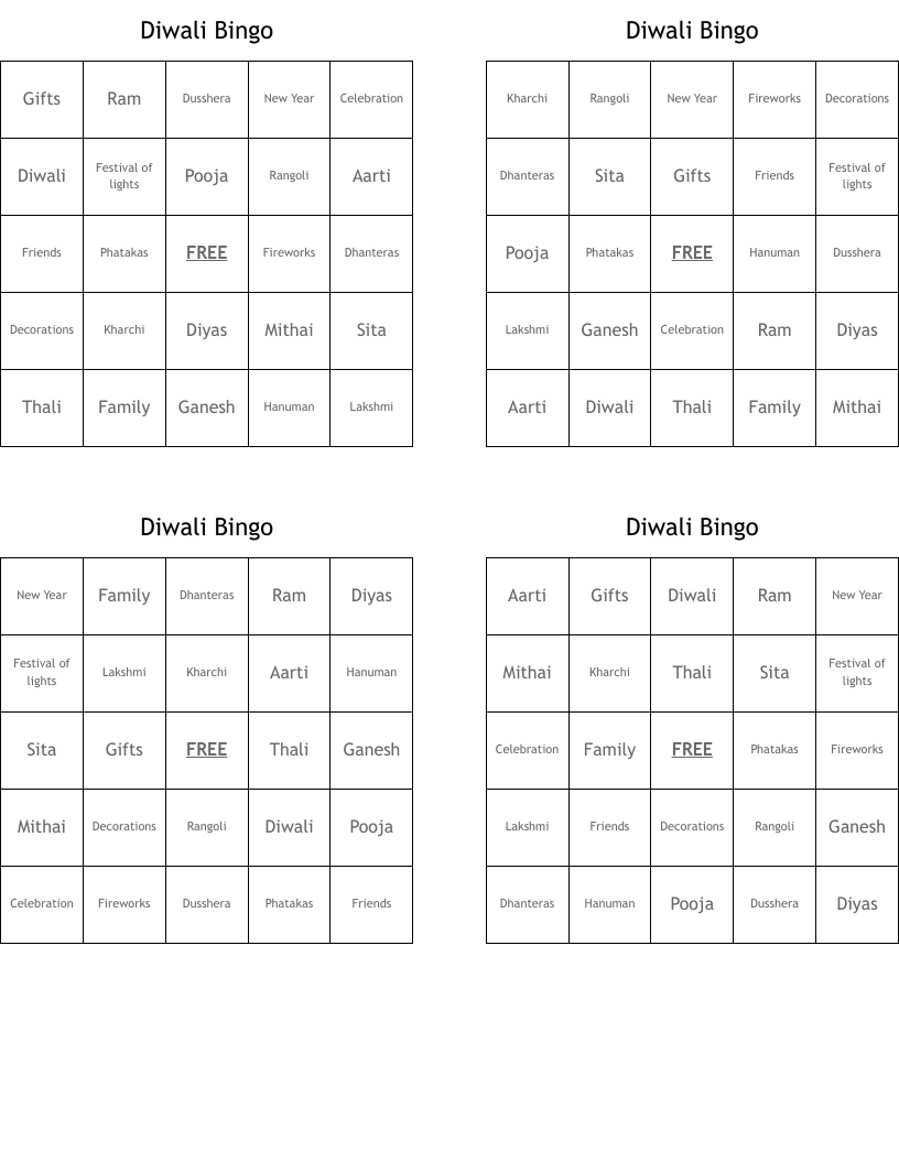 Diwali Bingo