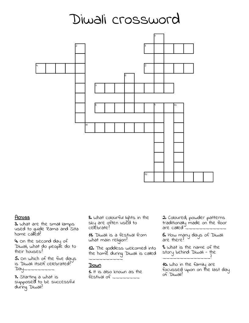 Diwali crossword