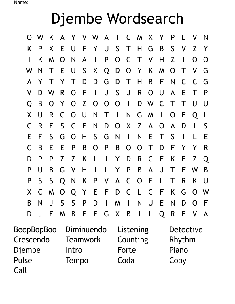 Djembe Wordsearch