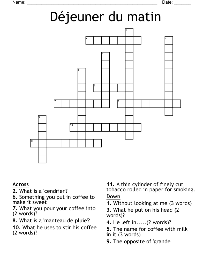 Déjeuner du matin Crossword