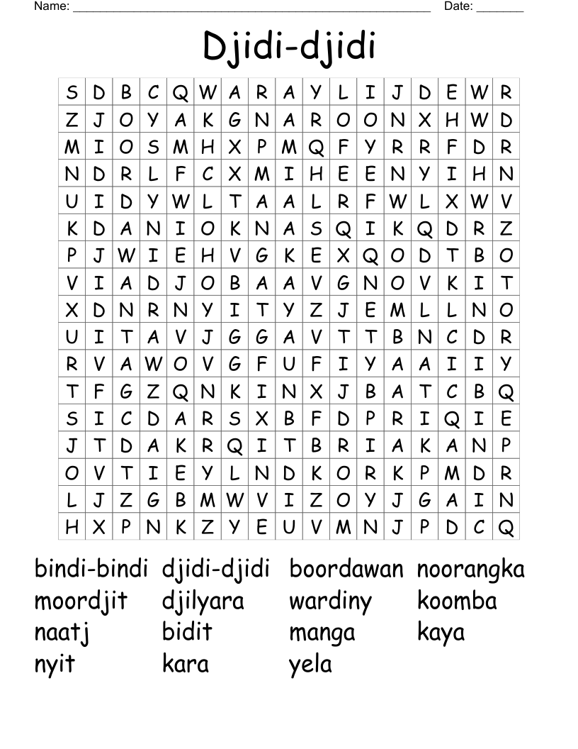 Djidi-djidi Word Search