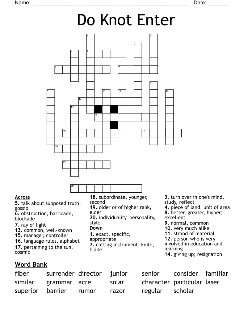 Do Knot Enter Crossword