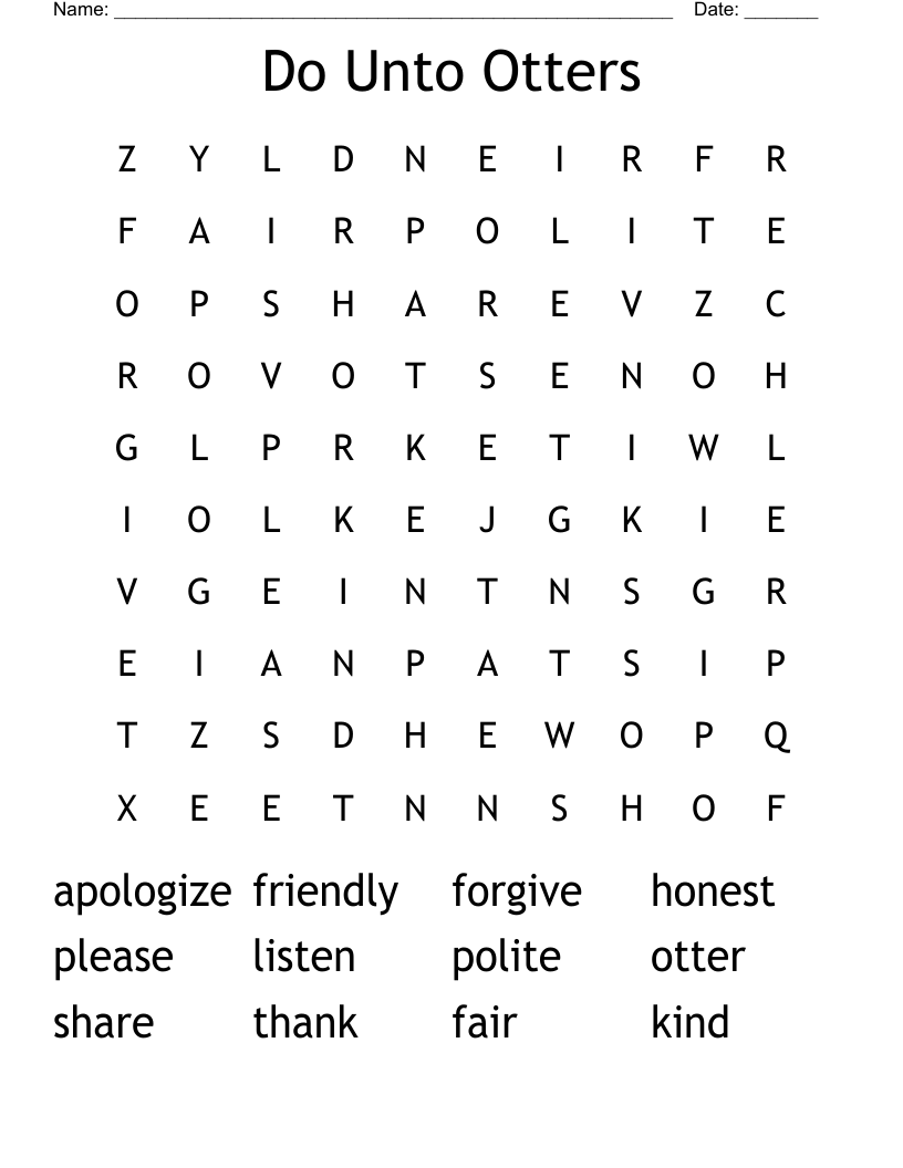 Do Unto Otters Word Search