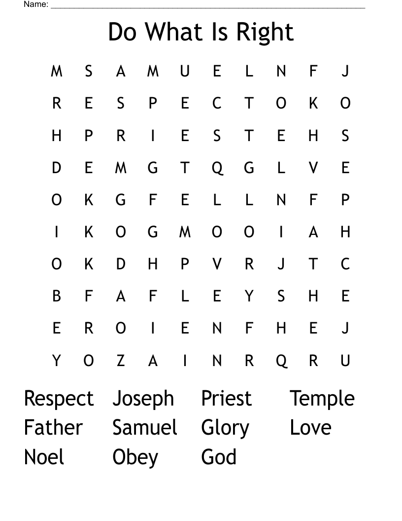Do What Is Right  Word Search