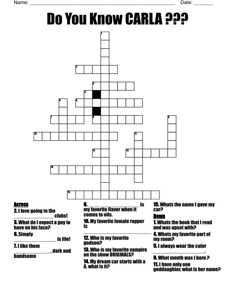 Do You Know CARLA ??? Crossword