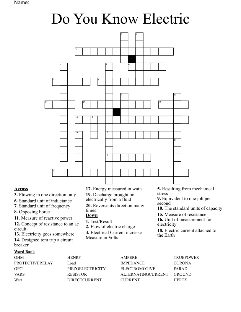 Do You Know Electric Crossword