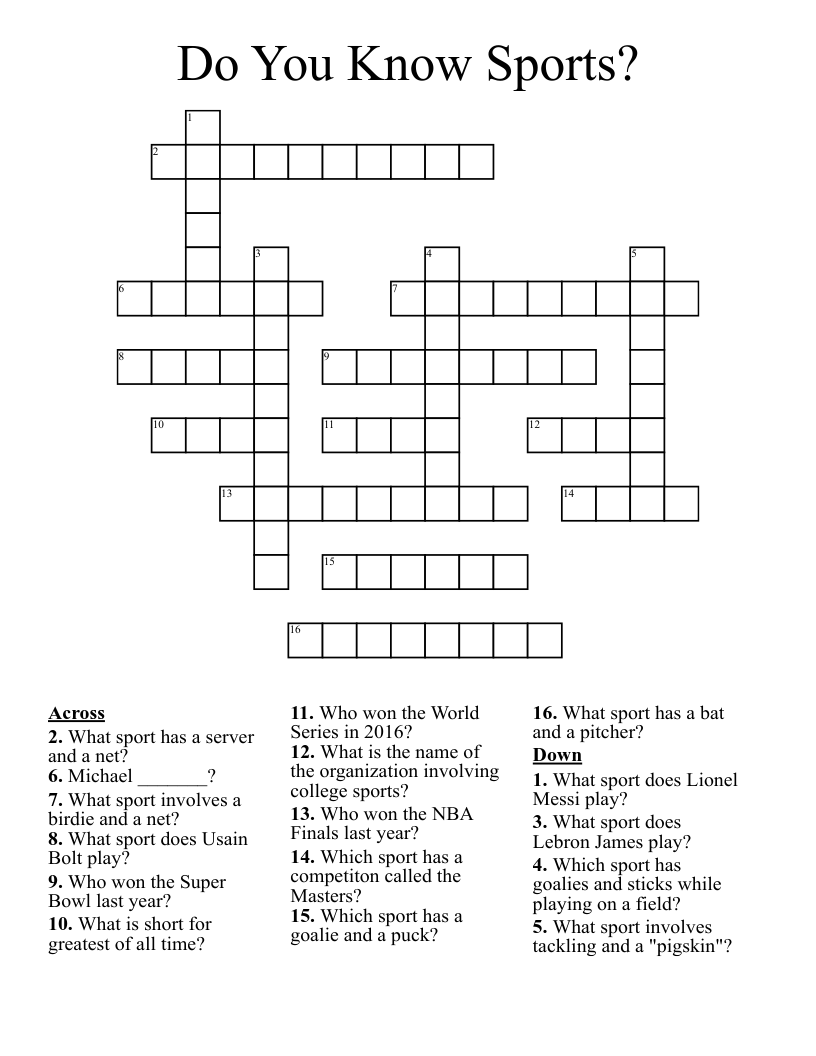 Do You Know Sports? Crossword