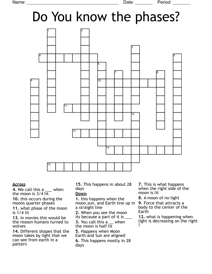 Do You know the phases? Crossword