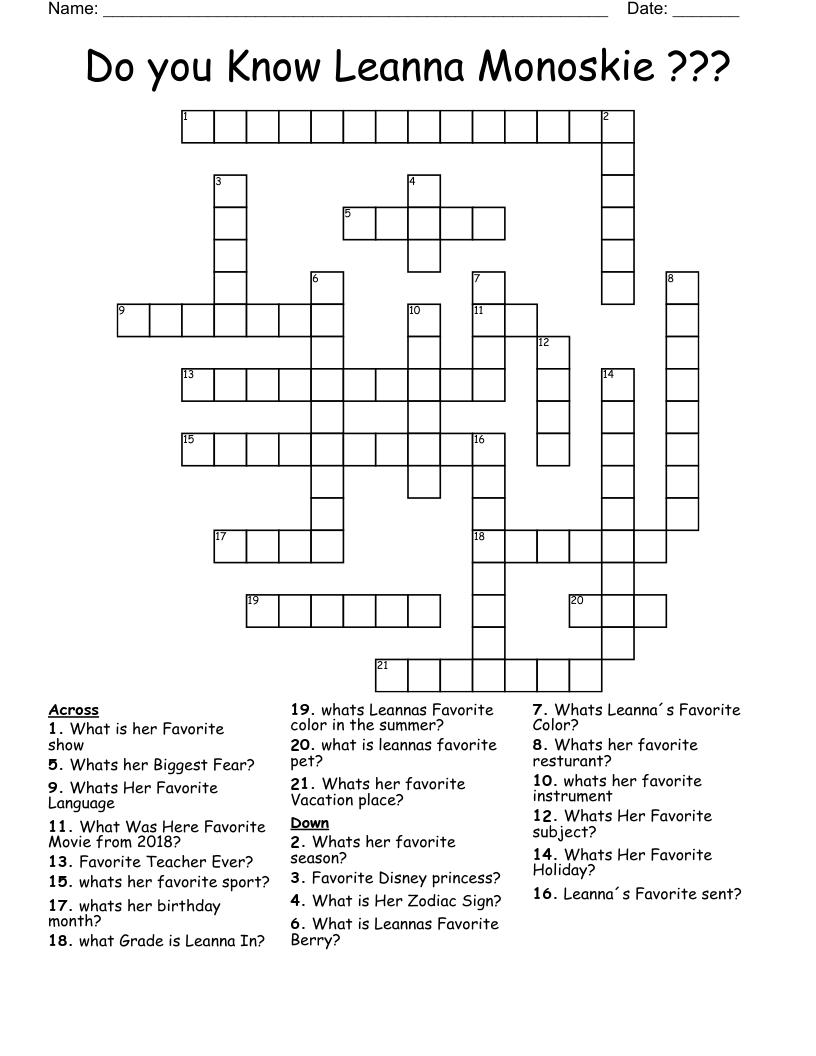 Do you Know Leanna Monoskie ??? Crossword
