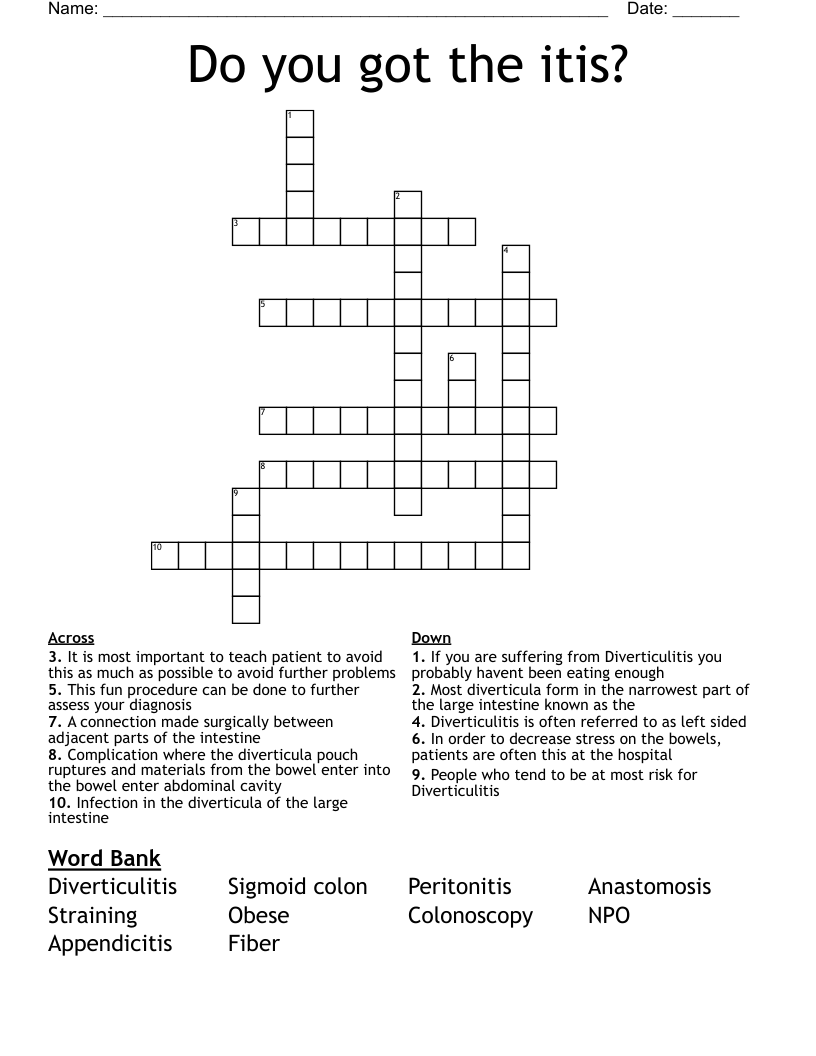 Do you got the itis? Crossword