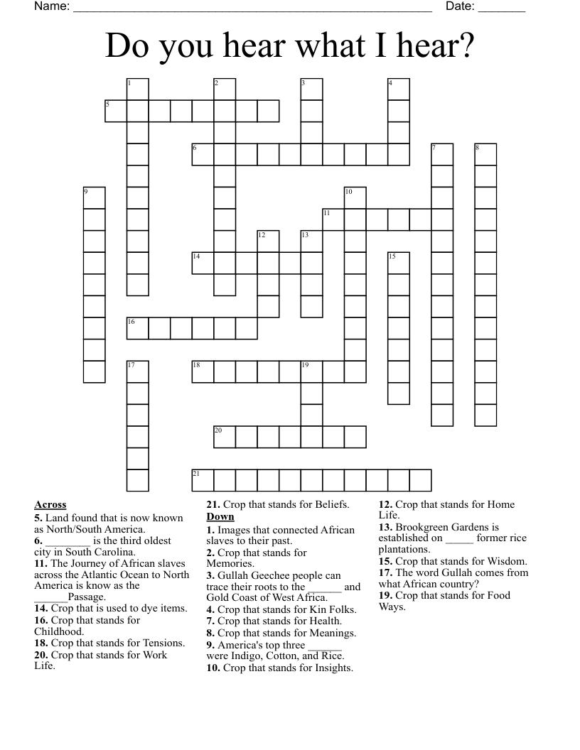 Do you hear what I hear? Crossword