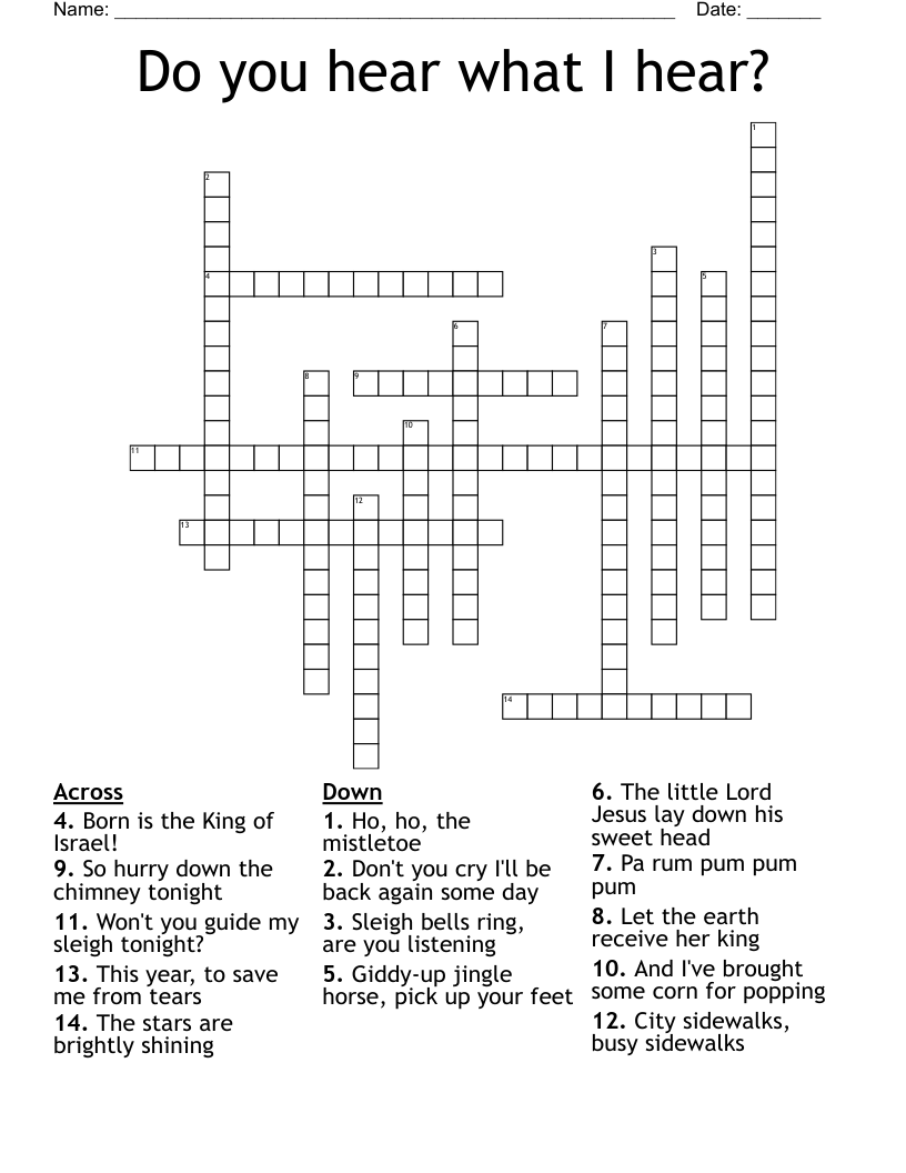 Do you hear what I hear? Crossword