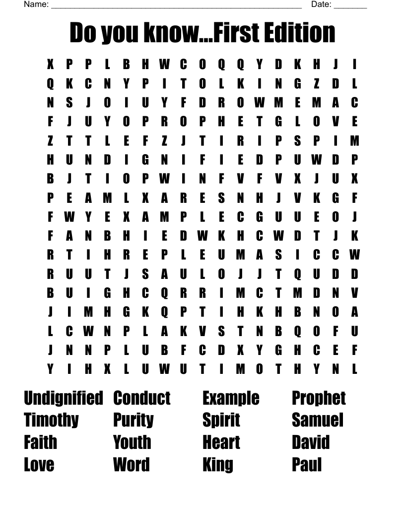 Do you know...First Edition Word Search