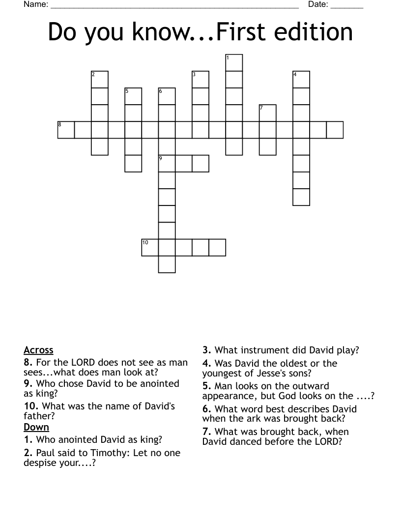 Do you know...First edition Crossword