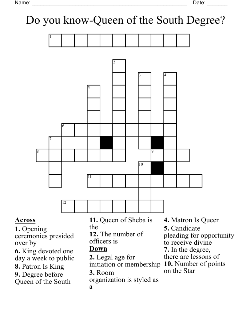 Do you know-Queen of the South Degree? Crossword