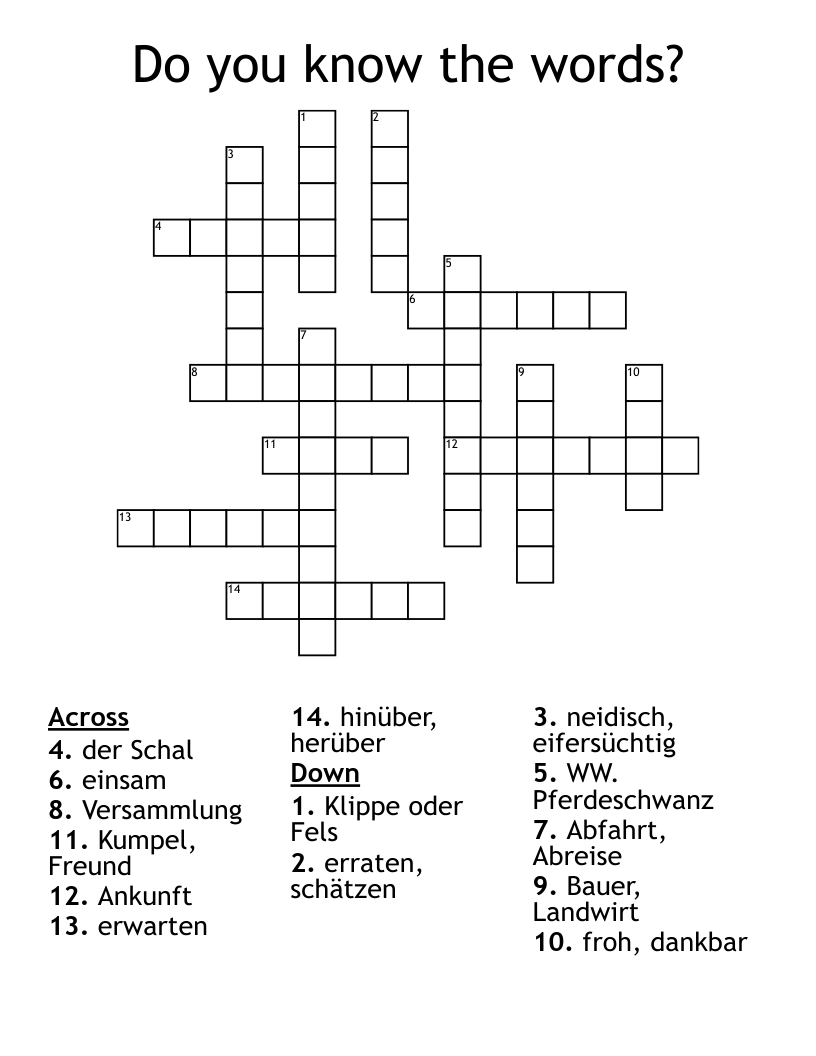 Do you know the words? Crossword