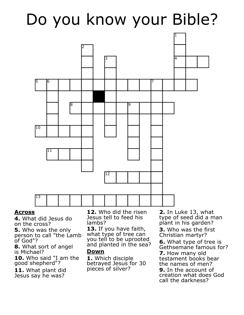 Do you know your Bible? Crossword