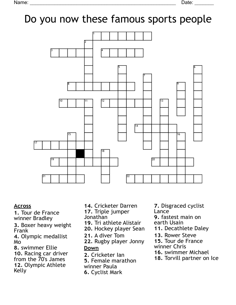 Do you now these famous sports people Crossword