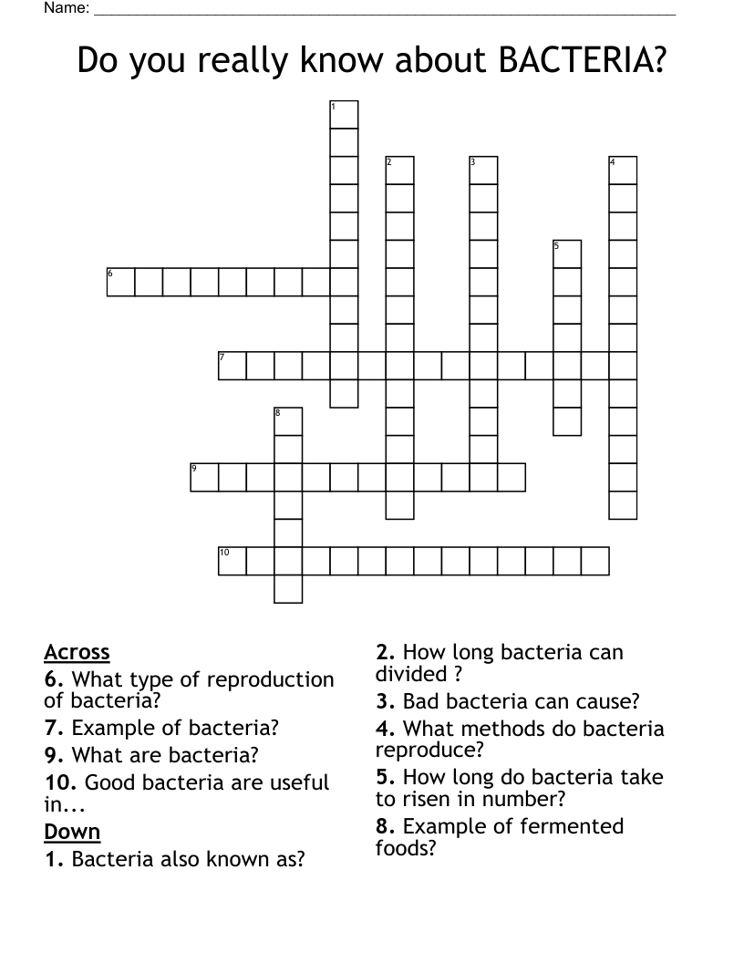 Do you really know about BACTERIA? Crossword