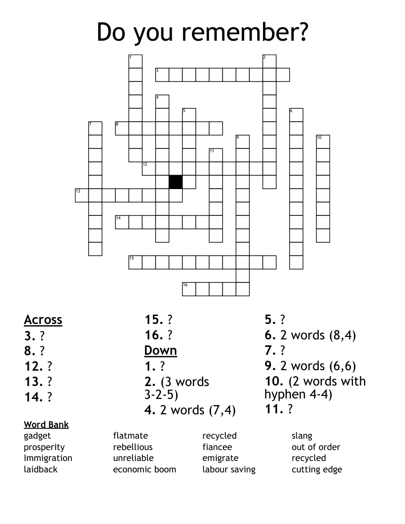 Do you remember? Crossword