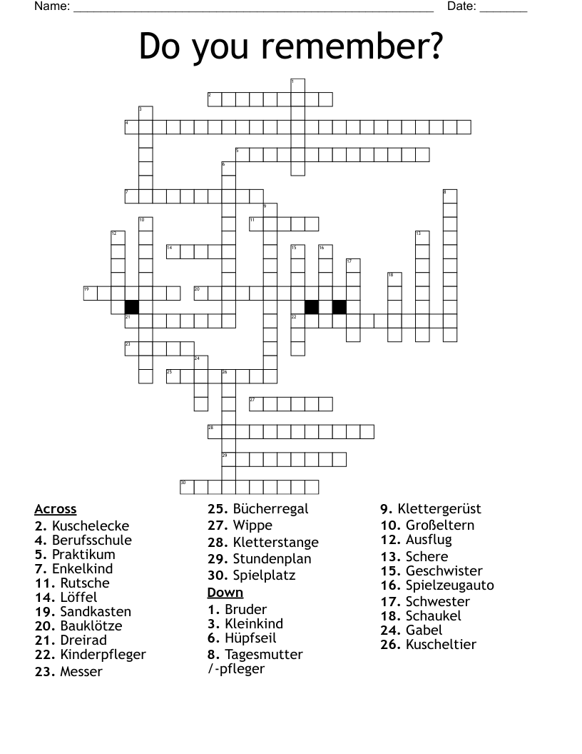 Do you remember? Crossword