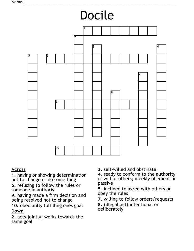 Docile Crossword