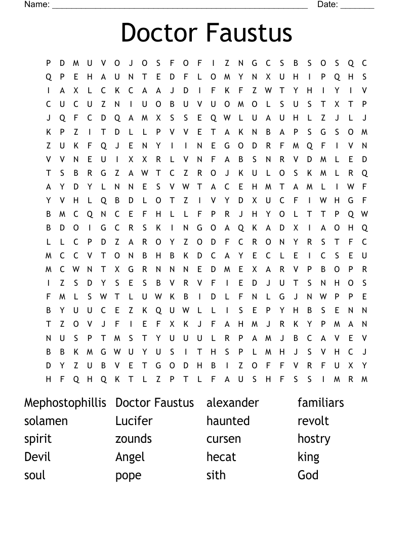 Doctor Faustus  Word Search