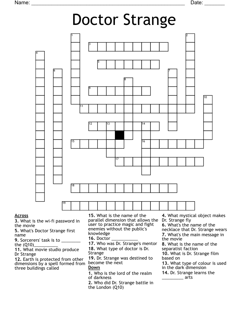 Doctor Strange Crossword