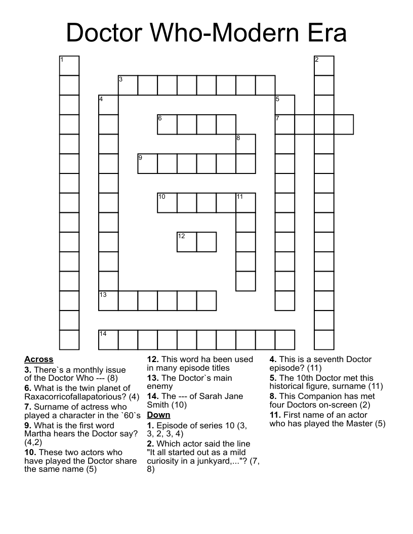 Doctor Who-Modern Era Crossword