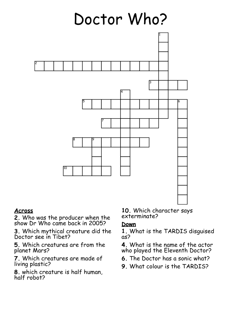 Doctor Who? Crossword