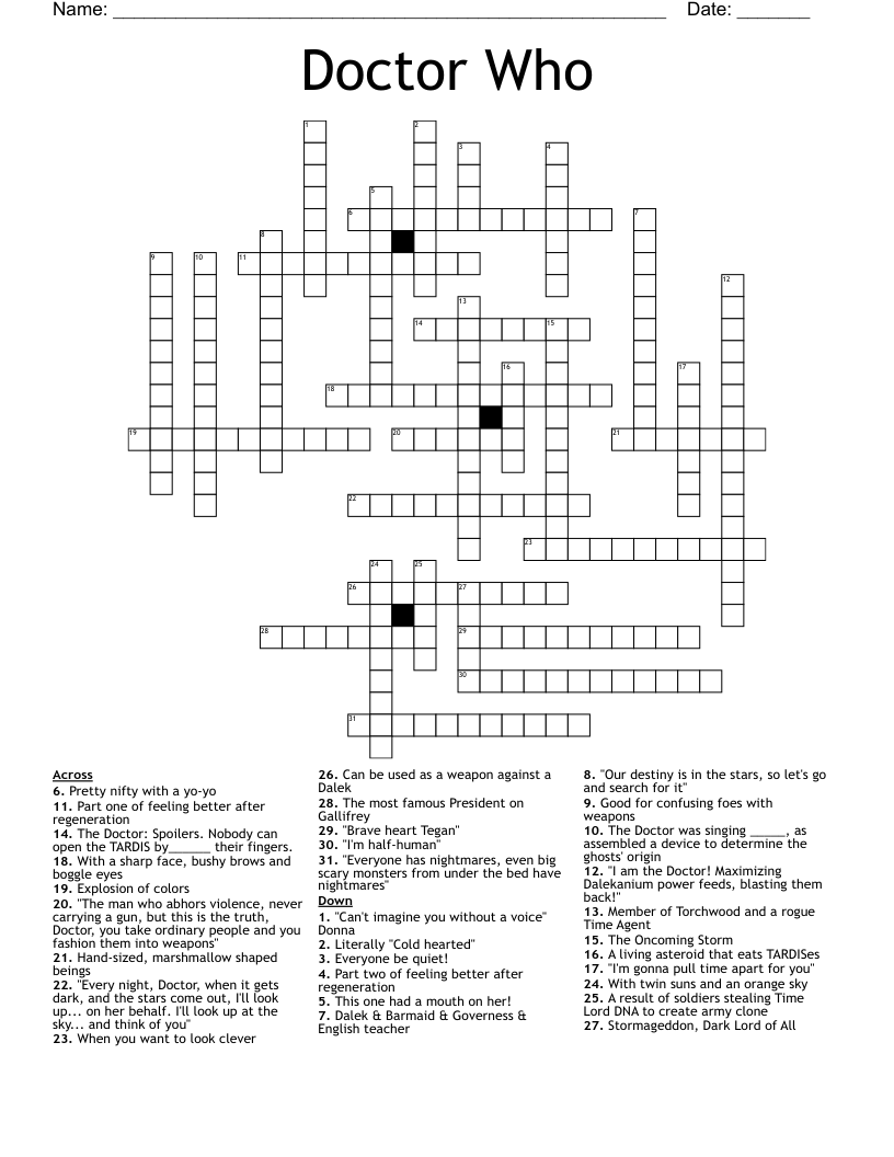 Doctor Who Crossword