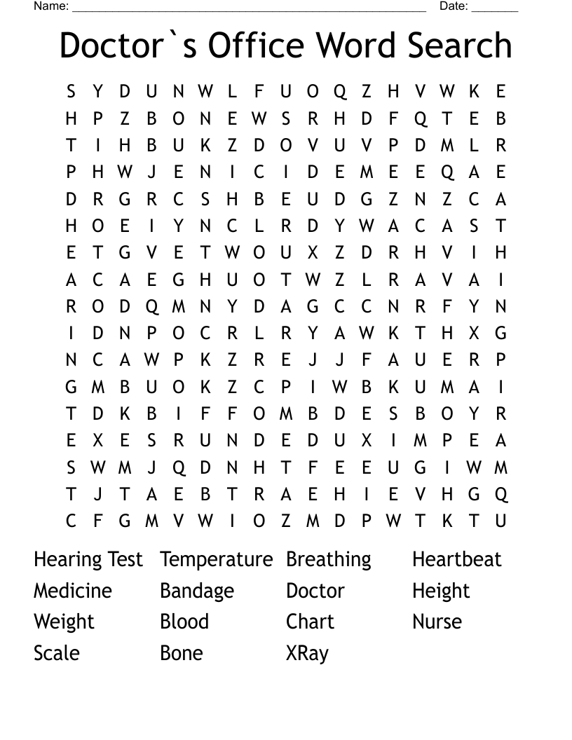 Doctor`s Office Word Search