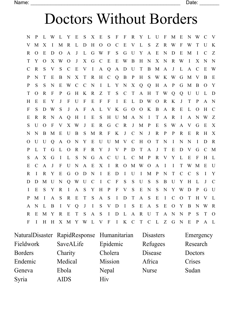 Doctors Without Borders Word Search
