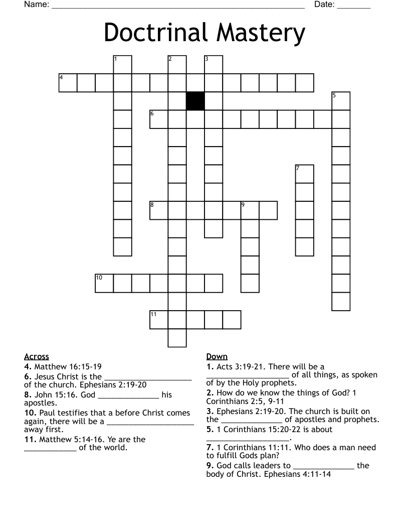 Doctrinal Mastery Crossword