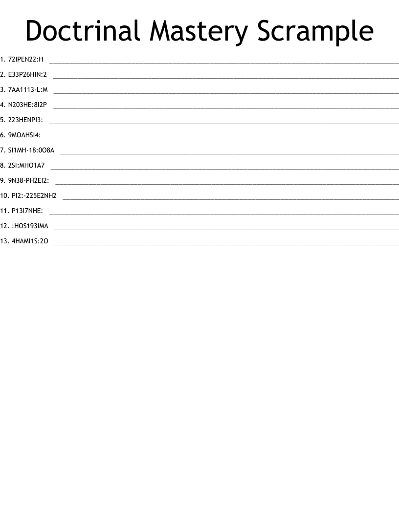 Doctrinal Mastery Scrample Word Scramble