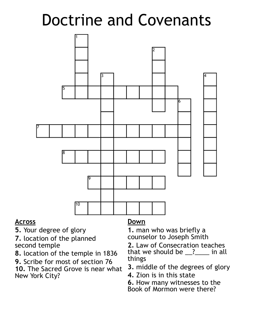 Doctrine and Covenants Crossword