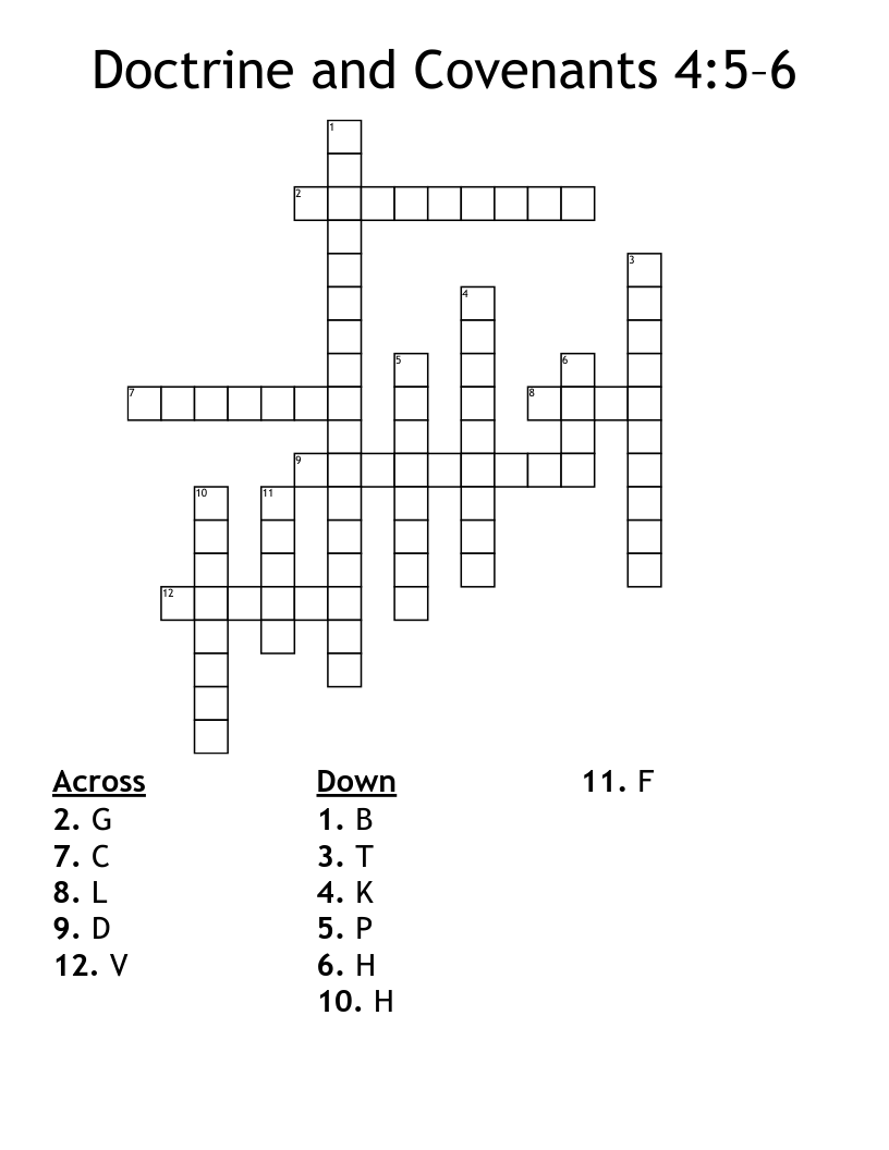 Doctrine and Covenants 4:5–6 Crossword