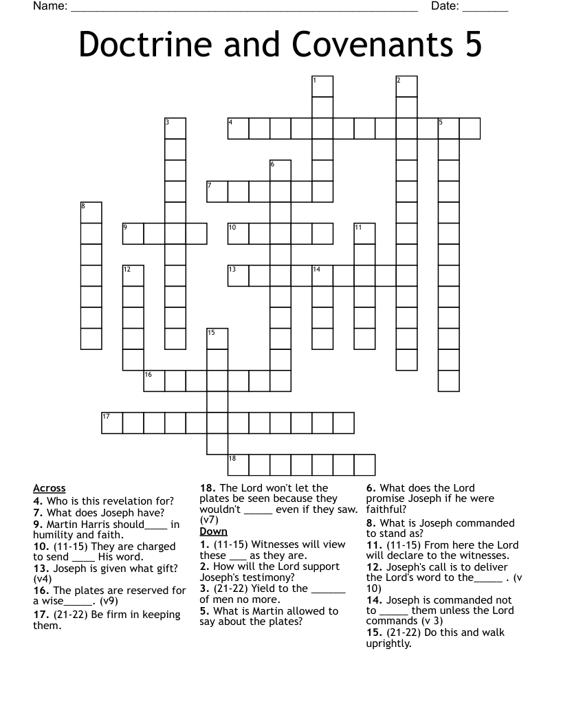 Doctrine and Covenants 5 Crossword