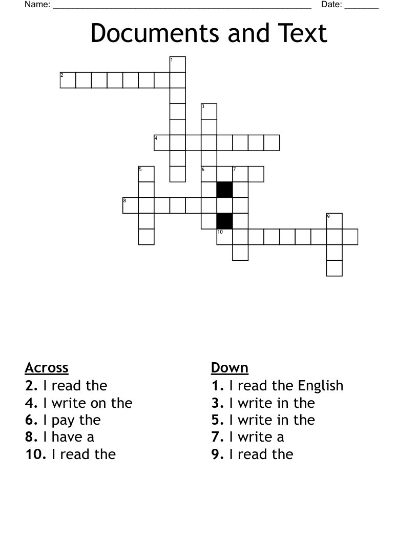 Documents and Text Crossword