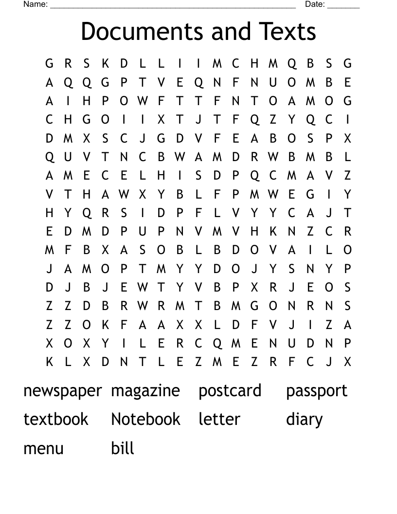 Documents and Texts   Word Search