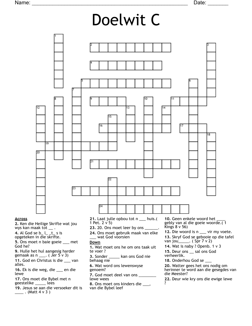Doelwit C Crossword