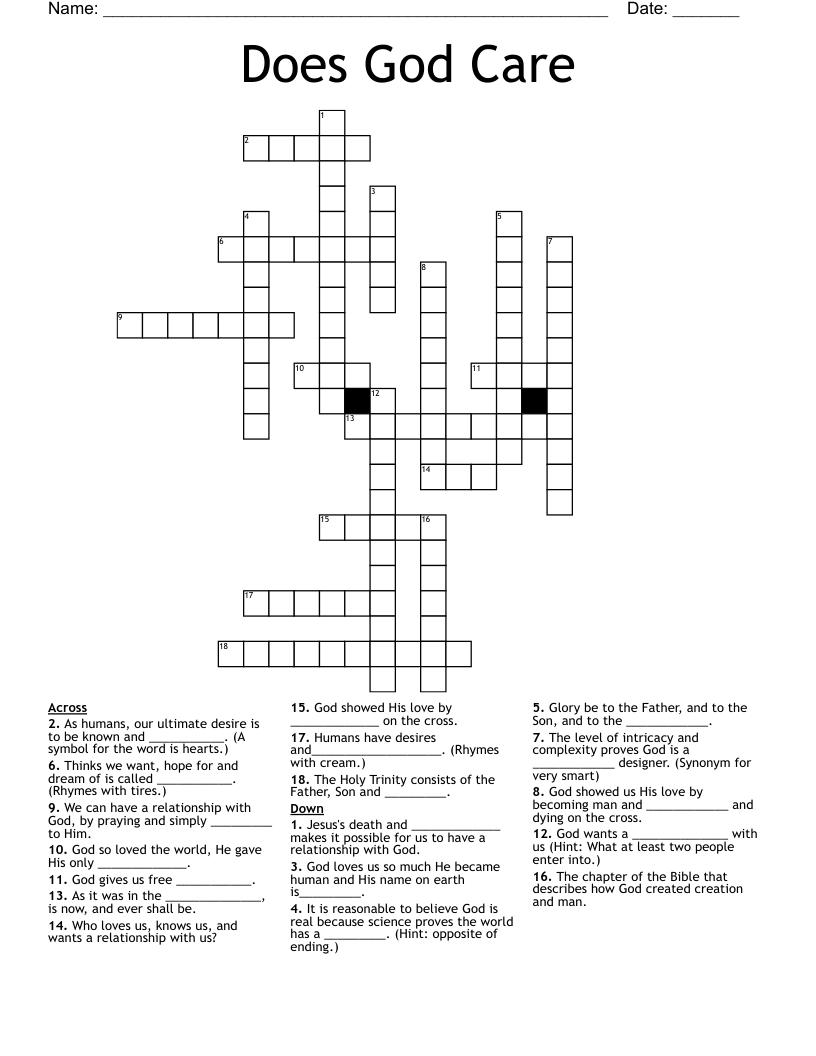 Does God Care Crossword