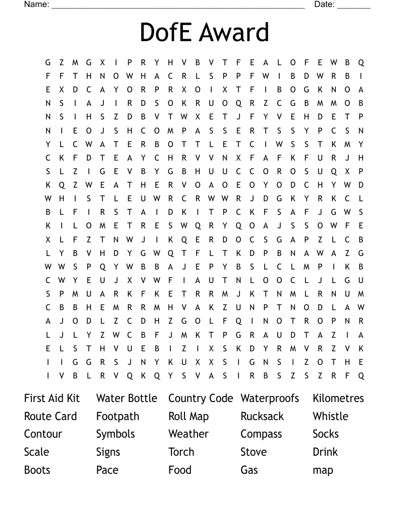 DofE Award Word Search