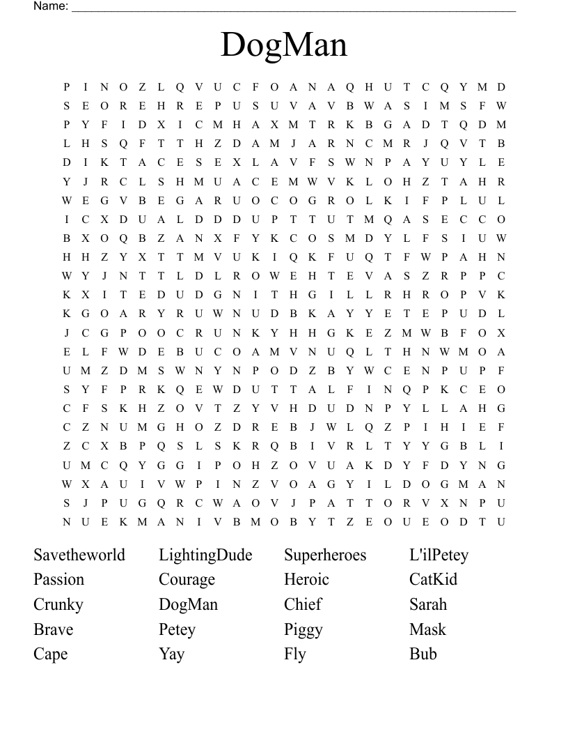 DogMan Word Search