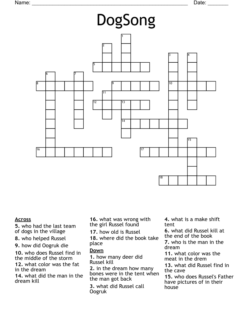 DogSong Crossword