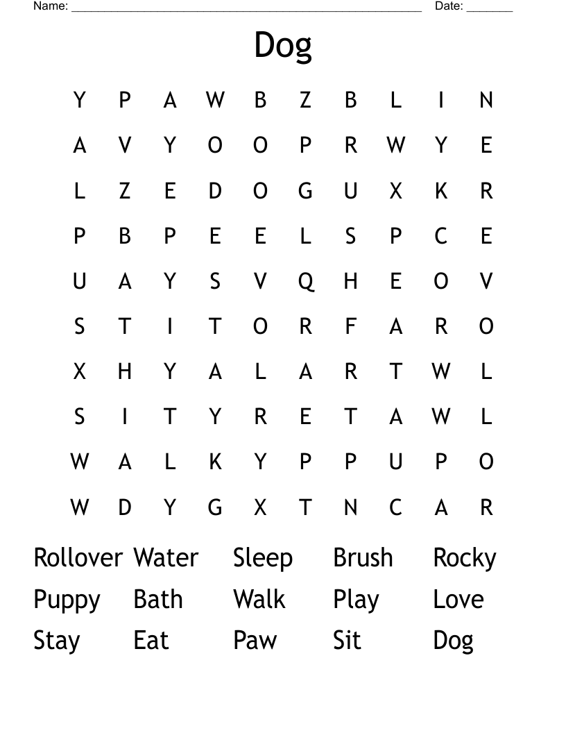 Dog Word Search