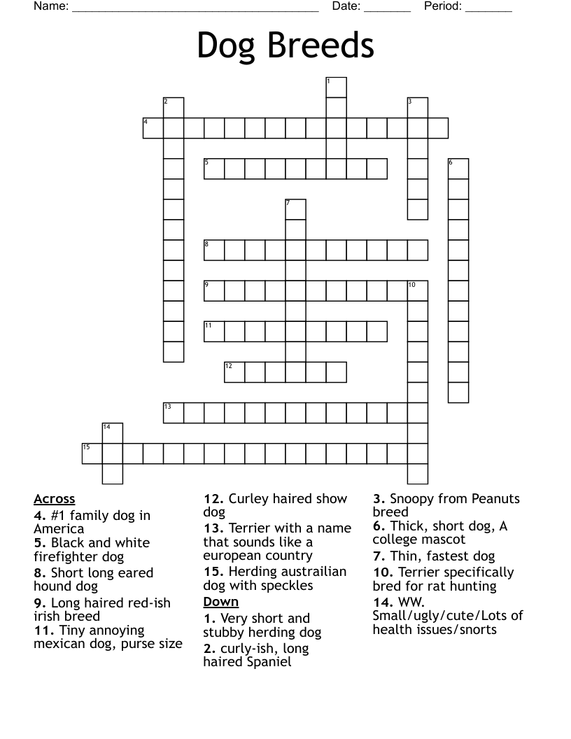 Dog Breeds Crossword