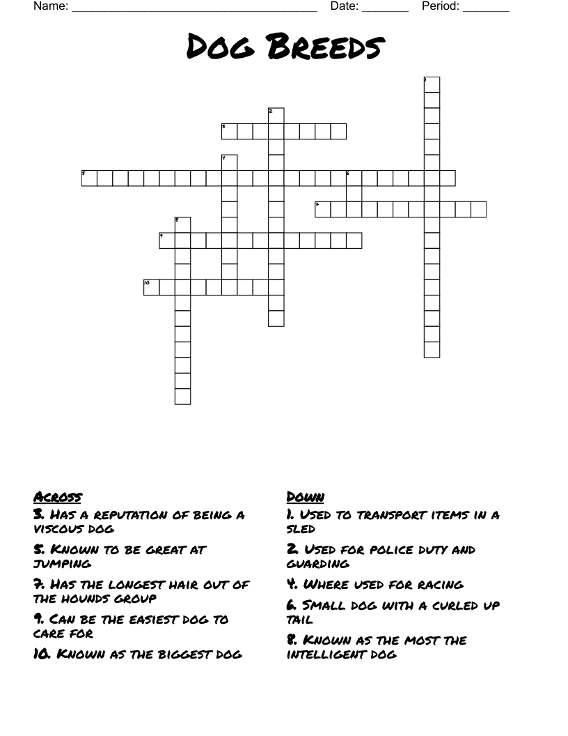 Dog Breeds Crossword