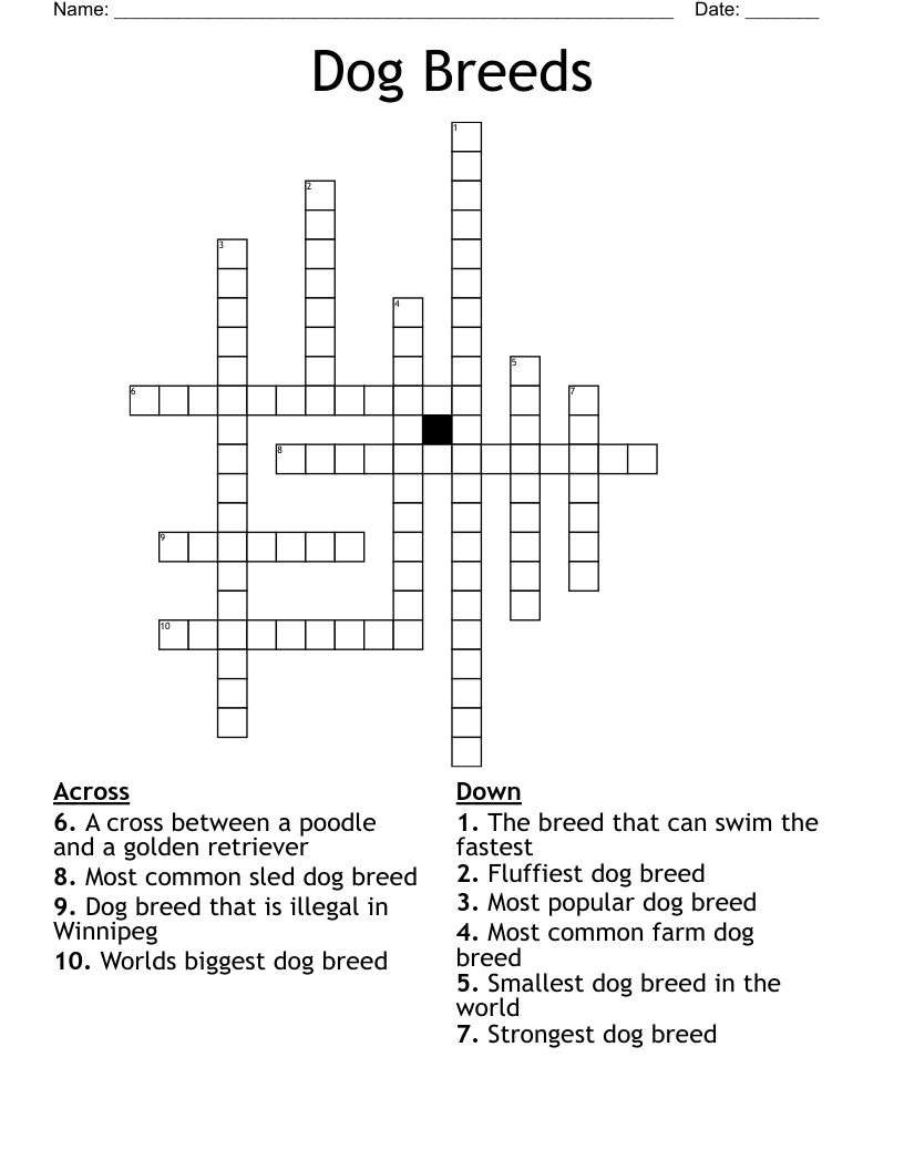 Dog Breeds Crossword